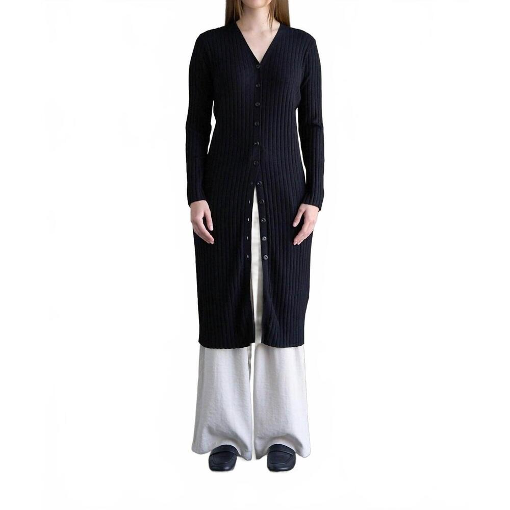 NEW ELLE GREY buttoned longline sweater dress in black